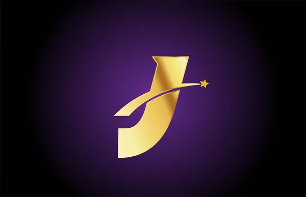 Goldenes Alphabet Buchstabe Logo Symbol Mit Stern Kreatives Design Für — Stockvektor