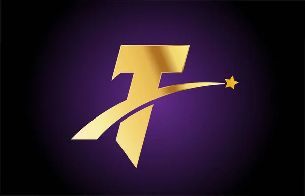Oro Dorado Alfabeto Letra Logotipo Icono Con Estrella Diseño Creativo — Archivo Imágenes Vectoriales