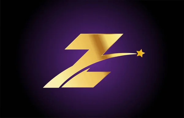 金色Z字母表图标与明星 具有Swoosh的公司或企业的创造性设计 — 图库矢量图片