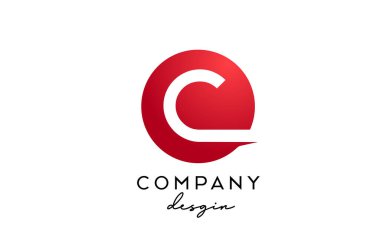 Çember dizaynlı kırmızı C alfabesi harfi simgesi. İş ve şirket için yaratıcı şablon