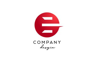 Çember tasarımlı kırmızı E alfabesi harf logosu simgesi. İş ve şirket için yaratıcı şablon