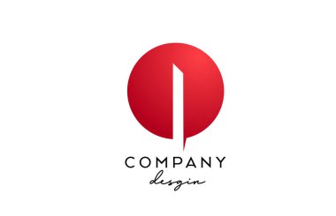 kırmızı I alfabe harfi logo simgesi daire tasarımlı. İş ve şirket için yaratıcı şablon