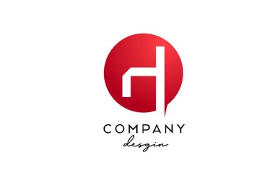 Çember dizaynlı kırmızı H alfabesi harfi simgesi. İş ve şirket için yaratıcı şablon