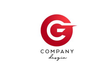 Çember dizaynlı kırmızı G harf logosu simgesi. İş ve şirket için yaratıcı şablon