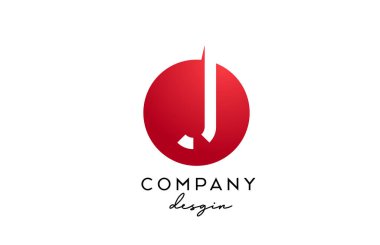 Daire dizaynlı kırmızı J harfi logo simgesi. İş ve şirket için yaratıcı şablon