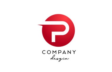 Çember dizaynlı kırmızı P harfi logo simgesi. İş ve şirket için yaratıcı şablon