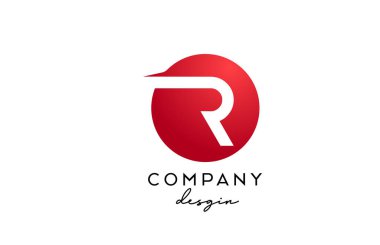Çember dizaynlı kırmızı R alfabesi harfi simgesi. İş ve şirket için yaratıcı şablon