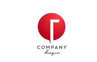 Çember dizaynlı kırmızı T alfabesi harfi simgesi. İş ve şirket için yaratıcı şablon