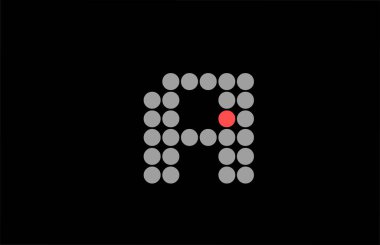 Noktalı kırmızı gri alfabe harfi logo ikonu tasarımı. Noktalı iş ve şirket için yaratıcı şablon