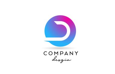 Çember dizaynlı pembe mavi D harf logosu simgesi. Şirket ve iş için yaratıcı şablon