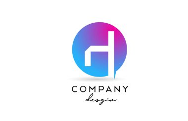 Çember dizaynlı pembe mavi H alfabesi harfi simgesi. Şirket ve iş için yaratıcı şablon