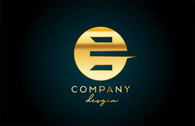 Daire dizaynlı altın E alfabesi harfi simgesi. Şirket ve iş için altın yaratıcı şablon