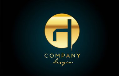 Daire dizaynlı altın H alfabesi harfi simgesi. Şirket ve iş için altın yaratıcı şablon