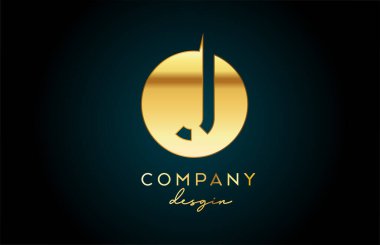 Daire dizaynlı altın J alfabesi harfi simgesi. Şirket ve iş için altın yaratıcı şablon