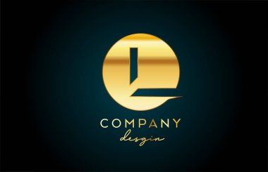 Çember dizaynlı altın L harfi harf logosu simgesi. Şirket ve iş için altın yaratıcı şablon