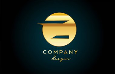 Daire dizaynlı altın Z alfabesi harfi simgesi. Şirket ve iş için altın yaratıcı şablon