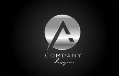 Çember dizaynlı gümüş gri alfabe harfi simgesi. İş için metal yaratıcı şablon