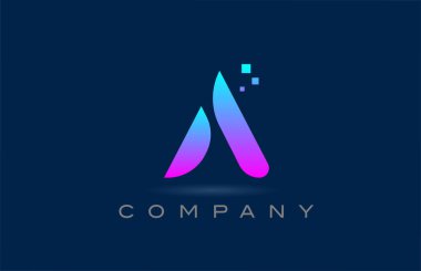 Pembe mavi A alfabe harfli simge tasarımı. Şirket ve noktalı iş için yaratıcı şablon