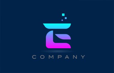 Pembe mavi E alfabe harfleri simge tasarımı. Şirket ve noktalı iş için yaratıcı şablon