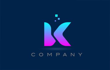 Pembe mavi K alfabe harfi simge tasarımı. Şirket ve noktalı iş için yaratıcı şablon