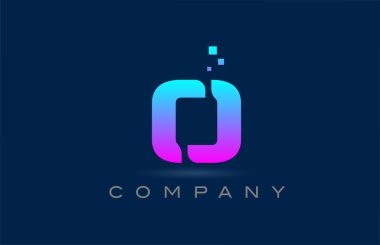 Pembe mavi O alfabe harfi logo simgesi tasarımı. Şirket ve noktalı iş için yaratıcı şablon