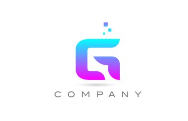 Pembe G alfabesi harf simgesi tasarımı. Noktalı iş için yaratıcı şablon