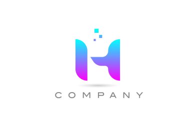 Pembe H alfabesi harf simgesi tasarımı. Noktalı iş için yaratıcı şablon