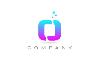 Pembe O alfabe harfi simge tasarımı. Noktalı iş için yaratıcı şablon