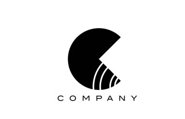 siyah ve beyaz geometrik C alfabe harfli simge tasarımı. Şirket ve çizgileri olan iş için yaratıcı şablon