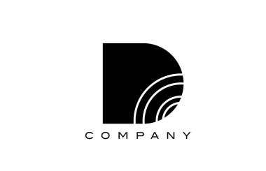 siyah ve beyaz geometrik D alfabe harfi logo ikonu tasarımı. Şirket ve çizgileri olan iş için yaratıcı şablon