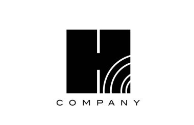 siyah ve beyaz geometrik H alfabe harfi logo simgesi tasarımı. Şirket ve çizgileri olan iş için yaratıcı şablon