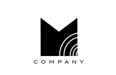 siyah ve beyaz geometrik M alfabe harfi logo ikonu tasarımı. Şirket ve çizgileri olan iş için yaratıcı şablon