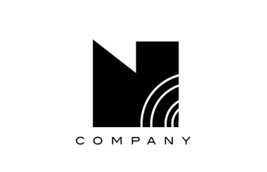 siyah ve beyaz geometrik N alfabe harfi logo simgesi tasarımı. Şirket ve çizgileri olan iş için yaratıcı şablon
