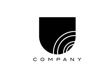 siyah ve beyaz geometrik U alfabe harfi logo ikonu tasarımı. Şirket ve çizgileri olan iş için yaratıcı şablon