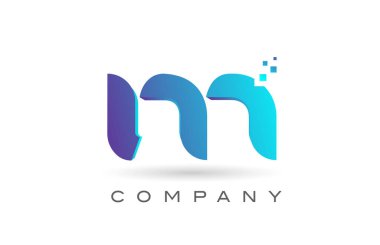 M mavi nokta alfabe harf logosu tasarımı. İş ve şirket için yaratıcı simge şablonu