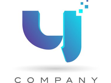 Y mavi nokta alfabe harf logosu tasarımı. İş ve şirket için yaratıcı simge şablonu