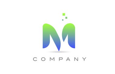 M yeşil alfabe harfi logo simgesi. Şirket ve iş dünyası için yaratıcı tasarım şablonu