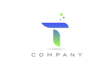 T yeşil alfabe harfi logo simgesi. Şirket ve iş dünyası için yaratıcı tasarım şablonu