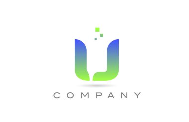 U yeşil alfabe harfi logo simgesi. Şirket ve iş dünyası için yaratıcı tasarım şablonu