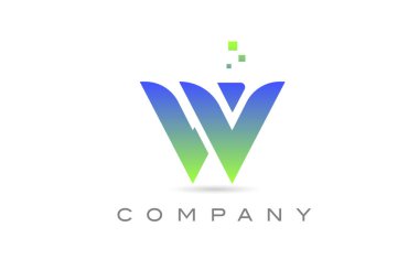 W yeşil alfabe harfi logo simgesi. Şirket ve iş dünyası için yaratıcı tasarım şablonu