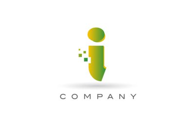 Yeşil noktalı alfabe harfi logo tasarımı yapıyorum. İş ve şirket için yaratıcı şablon