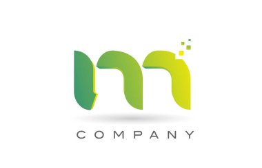 Yeşil noktalı M alfabesi harfi logo ikonu tasarımı. İş ve şirket için yaratıcı şablon