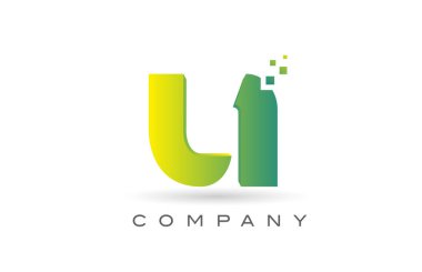 Yeşil noktalı U alfabesi harfi logo simgesi tasarımı. İş ve şirket için yaratıcı şablon