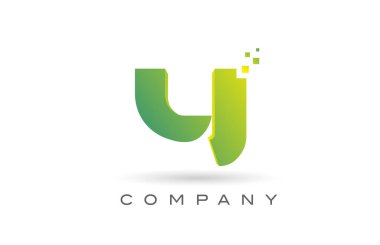 Yeşil noktalı Y alfabesi harfi logo simgesi tasarımı. Şirket ve iş için yaratıcı şablon