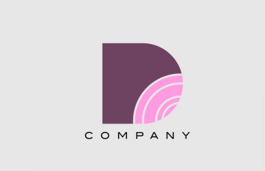 Geometrik D alfabe harfi logo ikonu tasarımı. Şirket ve iş dünyası için pembe renkli yaratıcı şablon