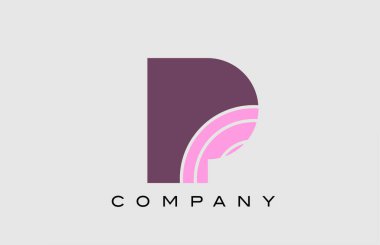 Geometrik P alfabe harfi logo simgesi tasarımı. Şirket ve iş dünyası için pembe renkli yaratıcı şablon