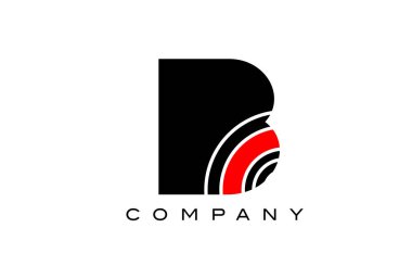 B siyah ve kırmızı geometrik alfabe harfi logo simgesi tasarımı. Şirket ve iş için yaratıcı şablon