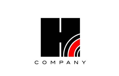 H siyah ve kırmızı geometrik alfabe harfi logo simgesi tasarımı. Şirket ve iş için yaratıcı şablon