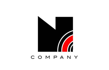 N siyah ve kırmızı geometrik alfabe harfi logo simgesi tasarımı. Şirket ve iş için yaratıcı şablon