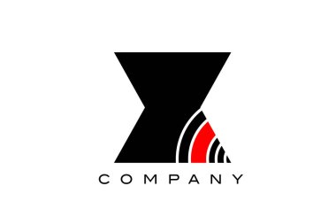 X siyah ve kırmızı geometrik alfabe harfi logo simgesi tasarımı. Şirket ve iş için yaratıcı şablon